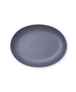 Plato oval de porcelana gris