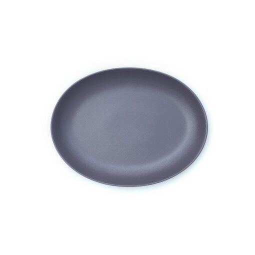 Plato oval de porcelana gris